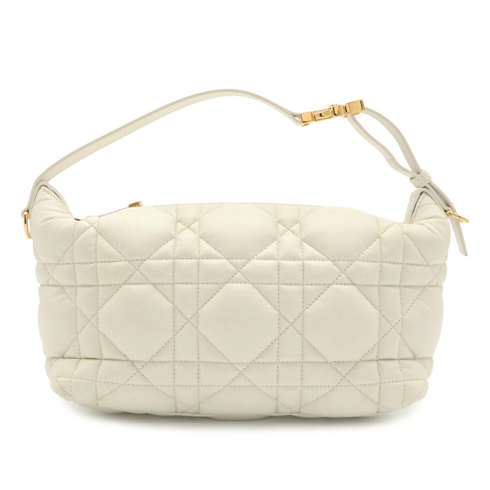 Christian Dior DiorTravel Cannage Nomad Pouch Handbag Shoulder Bag Leather White